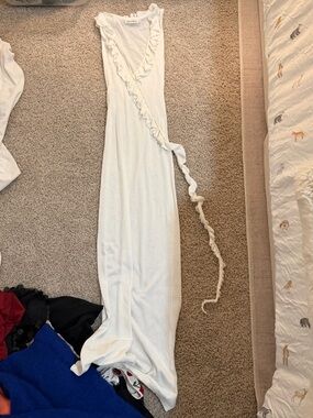 Asta Resort White Ruffle-Trim Maxi Dress - Women's Elegant Wrap Style